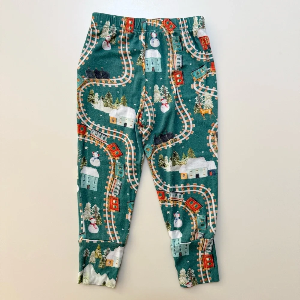 Posh Peanut Bamboo Wyatt Snowman Holiday Train Pajamas, Size 12-18m